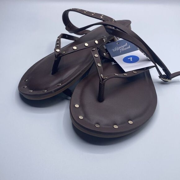 Universal Thread Sandal Women's Nikki Studded Thong Shoe Brown New - Picture 4 of 8